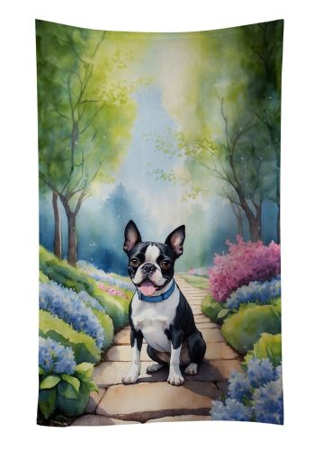 Boston Terrier Spring Path Kitchen Towel Dish Cloths Guest Hand Towel Decorative Bathroom Towel for Face,Tea, Dishcloth, Kitchen and Bath