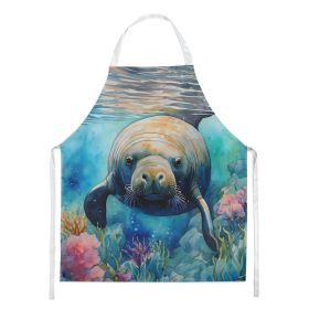 Manatee Apron Cooking Kitchen Server Baking Crafts Gardening for Adult Women Men, Unisex, Large, Multicolor